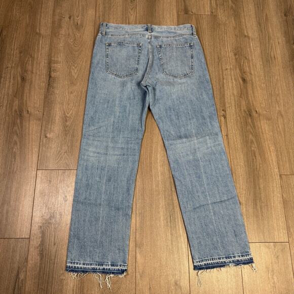 J.Crew Mid-Rise Straight Leg Jean WMNS 29 Elise Wash Blue Rigid Denim Frayed Hem - Picture 6 of 8